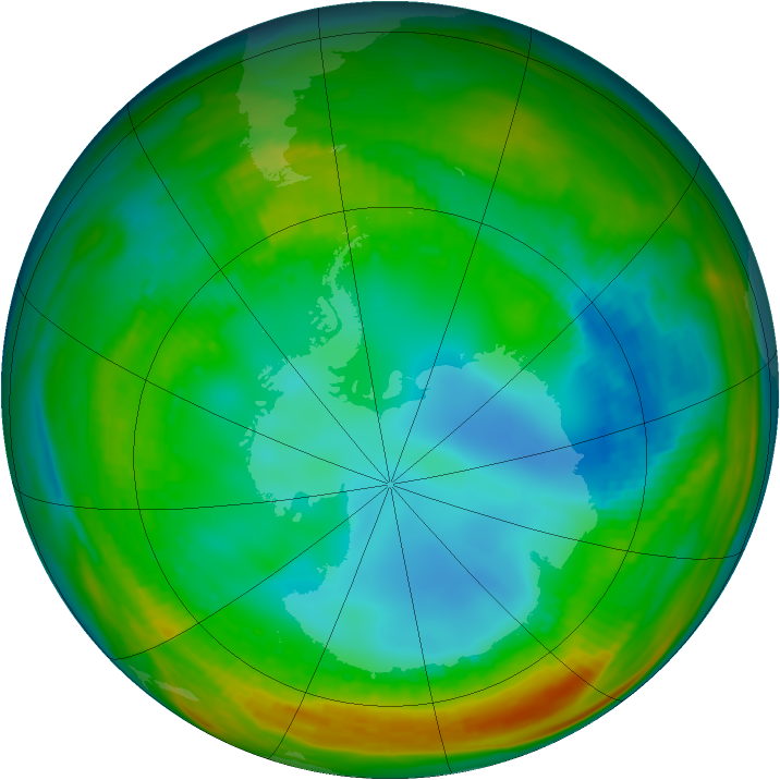 Antarctic ozone map for 31 July 1982